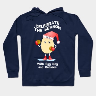 Santa Hat Egg Nog White Text Hoodie